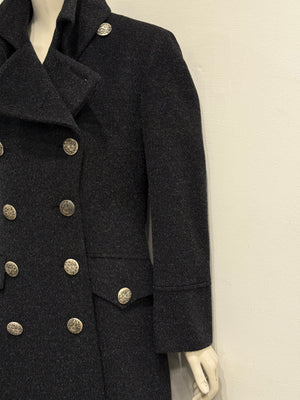 1990s Dolce & Gabbana double breasted long military wool coat