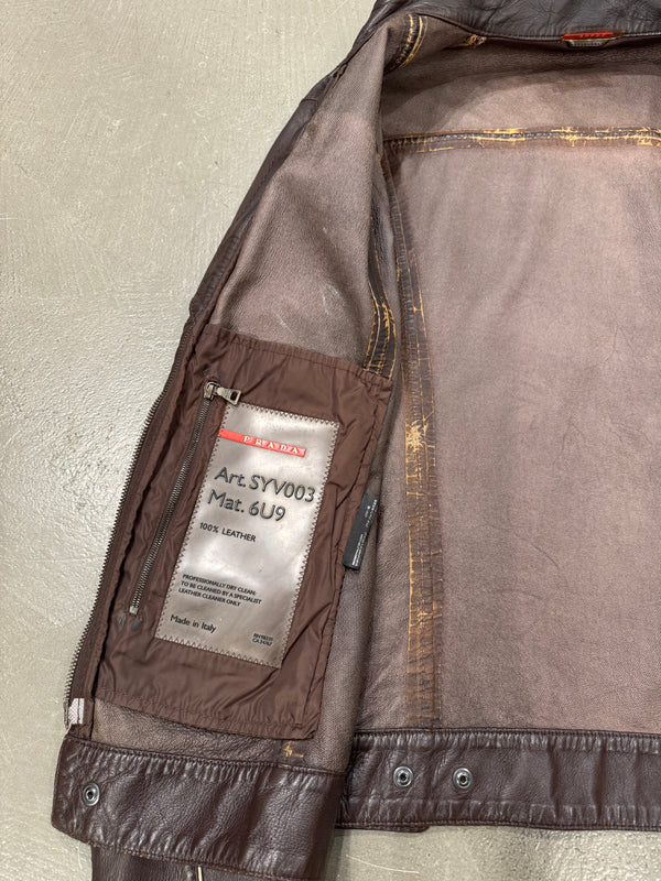 2000S Prada biker leather jacket