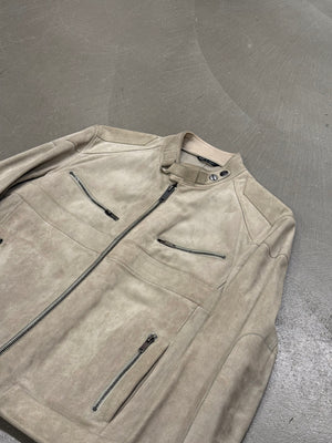 2004 Gucci by Tom Ford suede cafe racer biker leather jacket