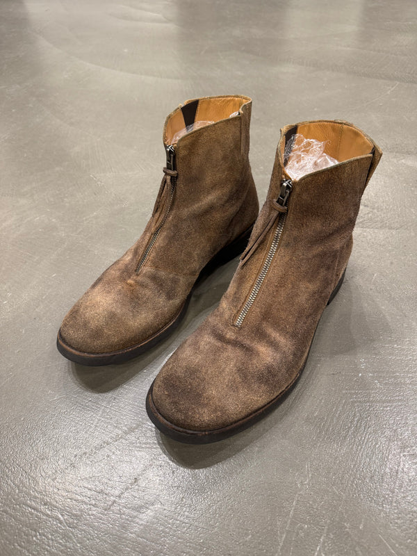 2000s Martin Margiela zipper distressed suede boots