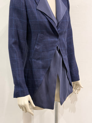 2000s Brunello Cucinelli double layer V-shape tartan blazer