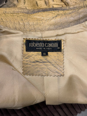 A/W2000 Roberto Cavalli crocodile embossed cropped leather jacket