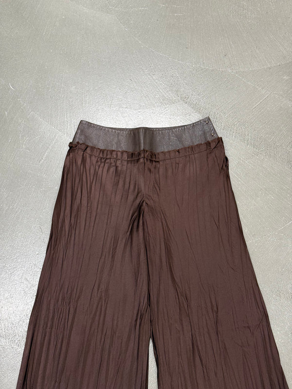 2000s Roberto Cavalli hybrid leather waistband wide pants