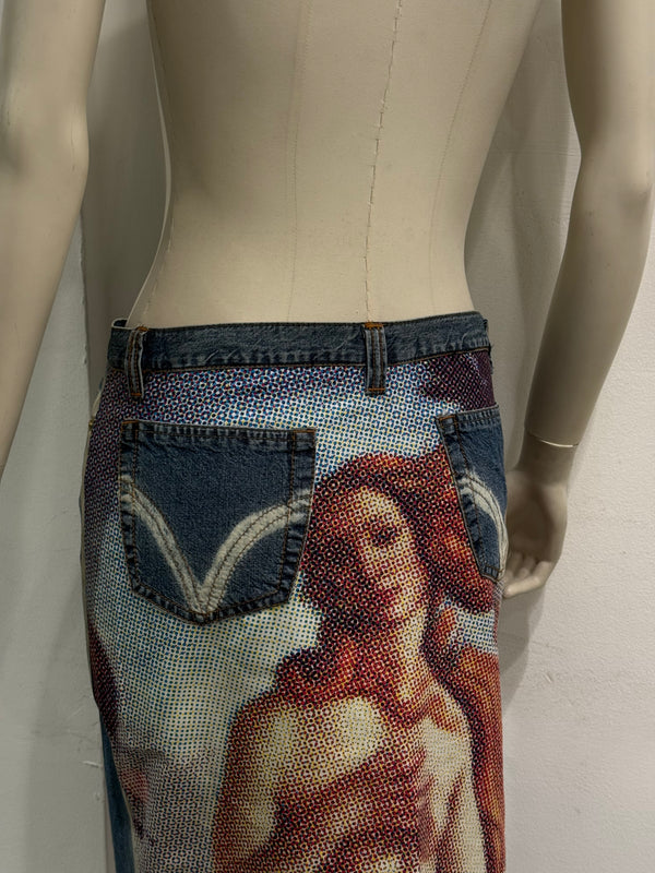 Dolce & Gabbana “The Birth Of Venus” Botticelli denim midi skirt
