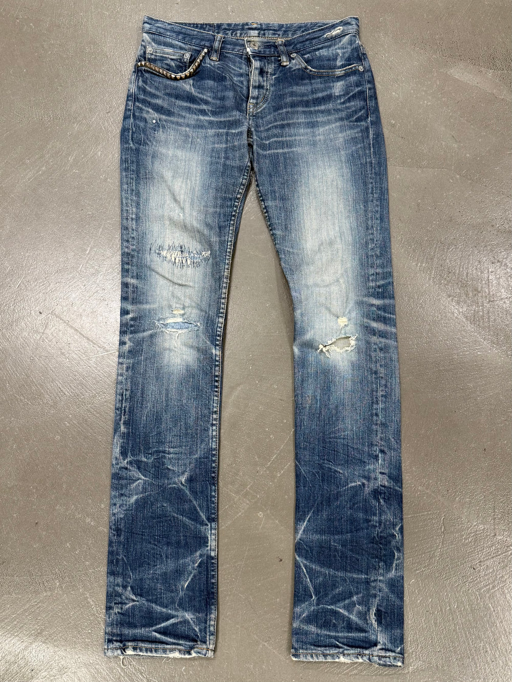 2000s Hysteric Glamour distressed flared denim jeans