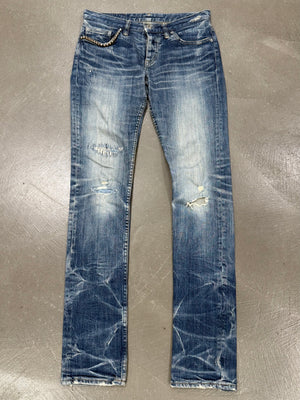 2000s Hysteric Glamour distressed flared denim jeans