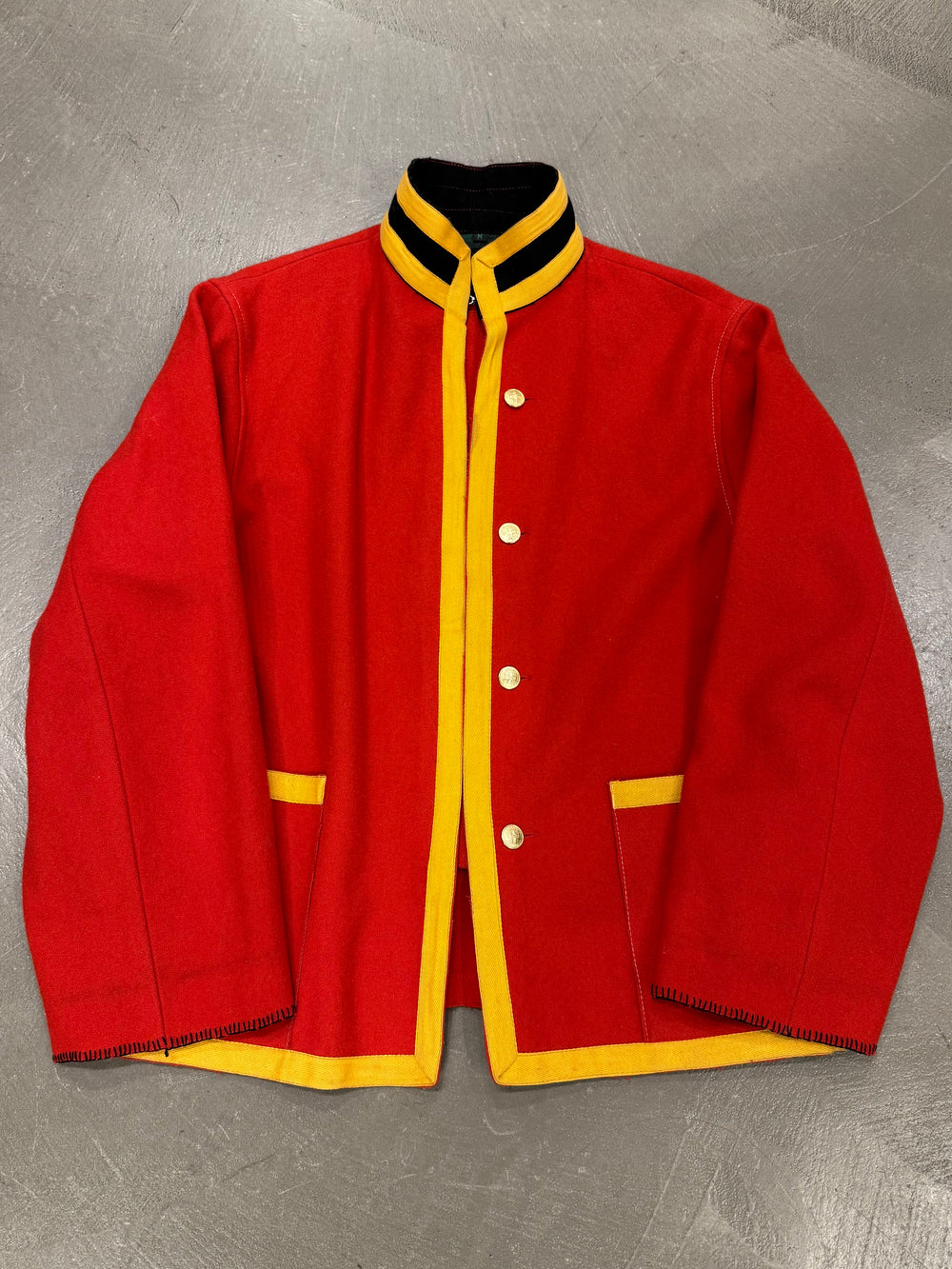 A/W1989-90 Jean Paul Gaultier red wool military jacket with contrast trim