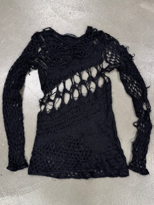 2000s Roberto Cavalli spiderweb mohair destroyed knit