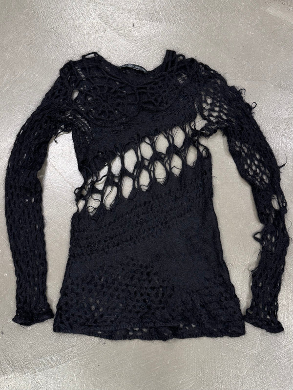 2000s Roberto Cavalli spiderweb mohair destroyed knit