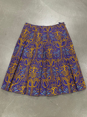 2000s Prada brocade pleated midi skirt