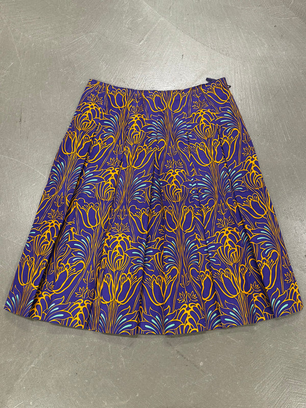 2000s Prada brocade pleated midi skirt