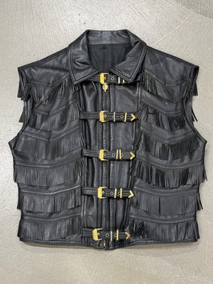 A/W1992 Gianni Versace bondage fringe leather vest
