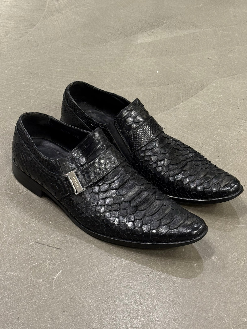 2000s Versace python loafers