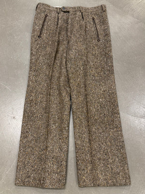 1970s HERMES bouclé tweed tailored heavy wool pants