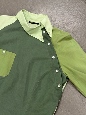 1990s Alexander McQueen asymmetrical color block shirt