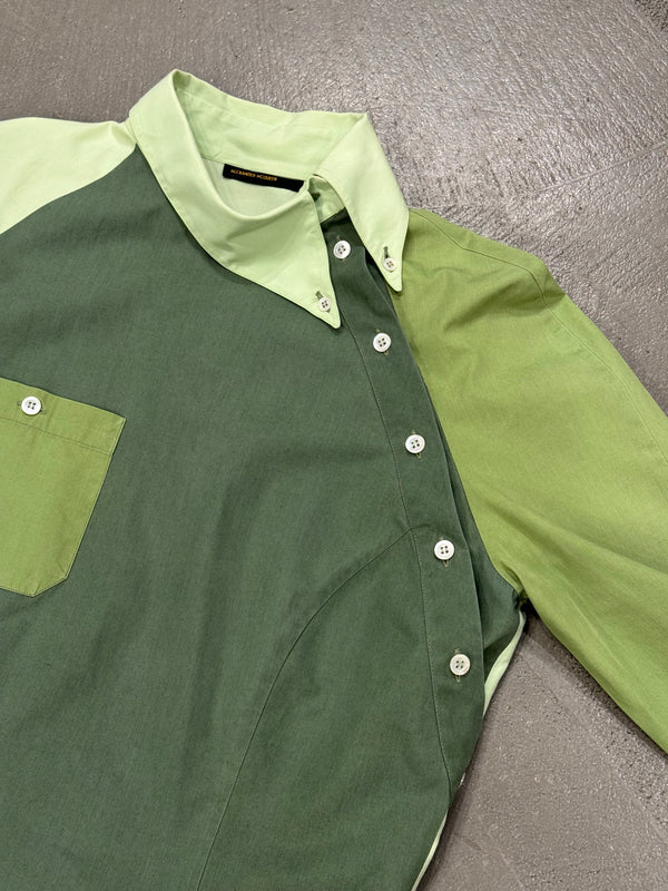 1990s Alexander McQueen asymmetrical color block shirt