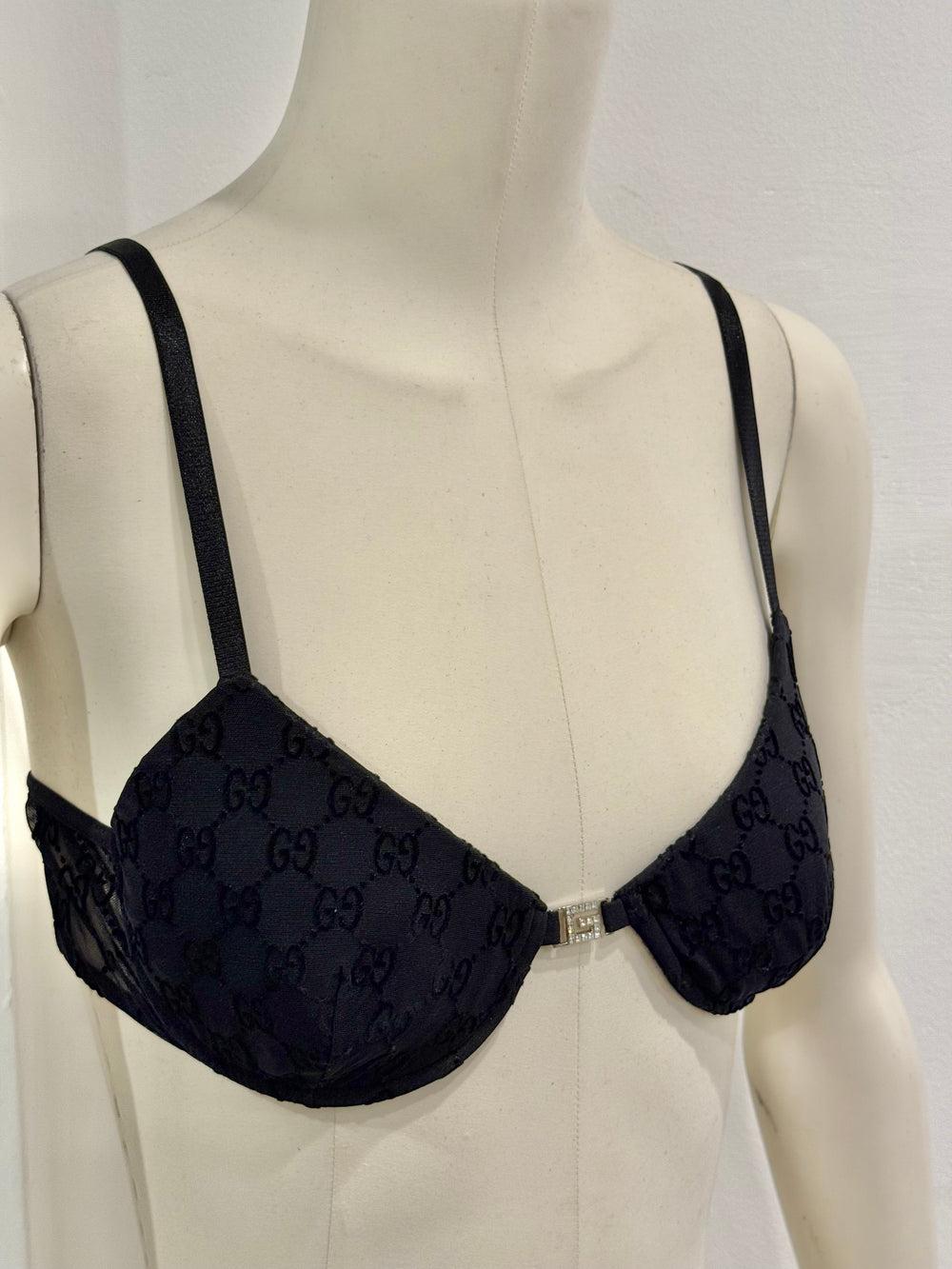 S/S1998 Gucci by Tom Ford crystal G-logo runway monogram bra