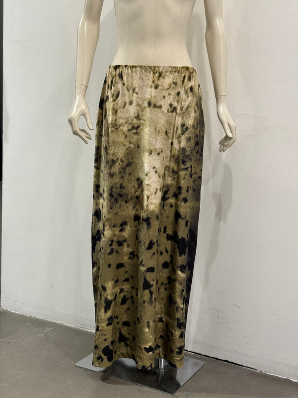 2000s Roberto Cavalli foil print iridescent maxi velvet skirt