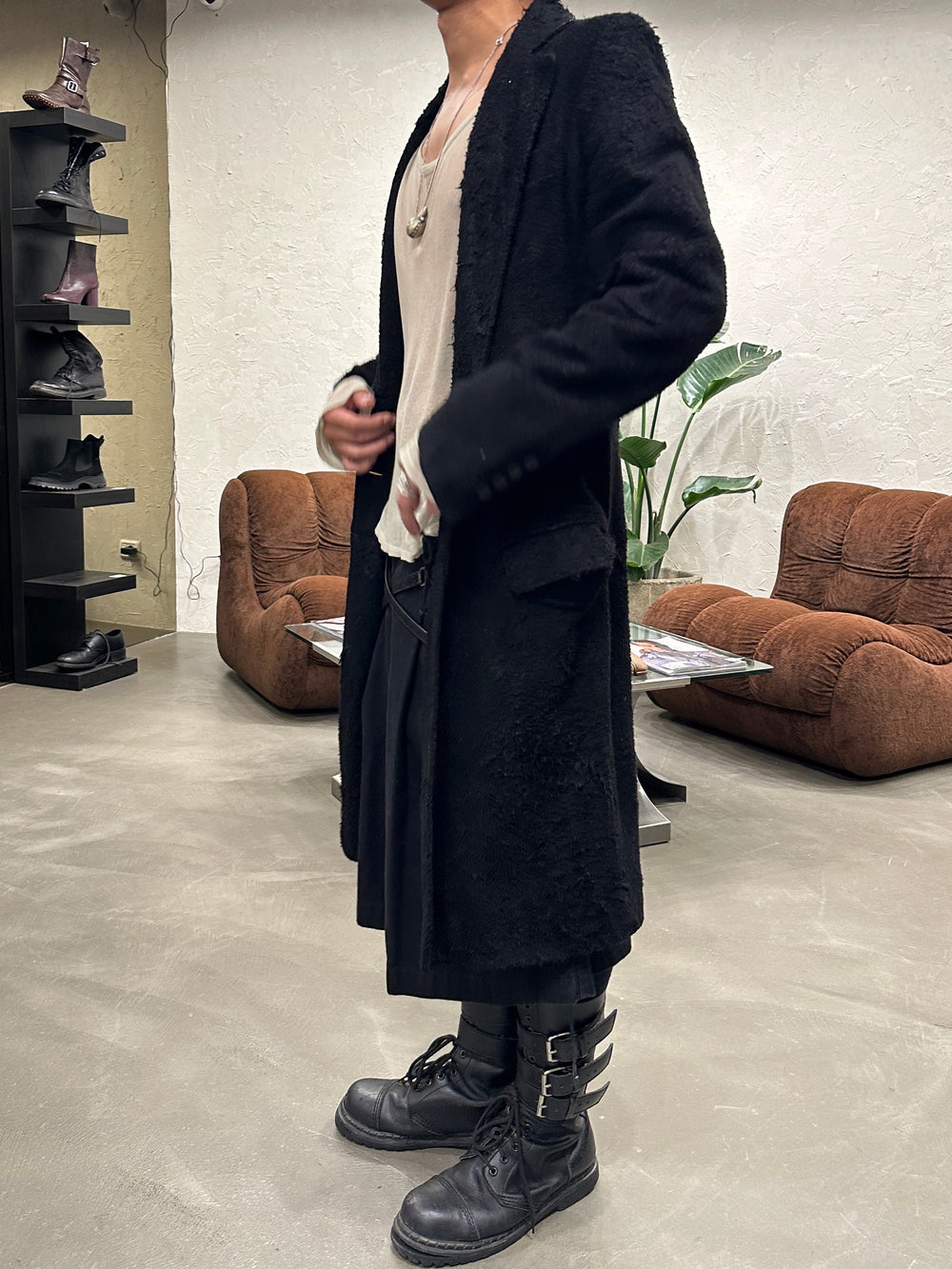 A/W2000 Ann Demeulemeester runway burnts leather coat