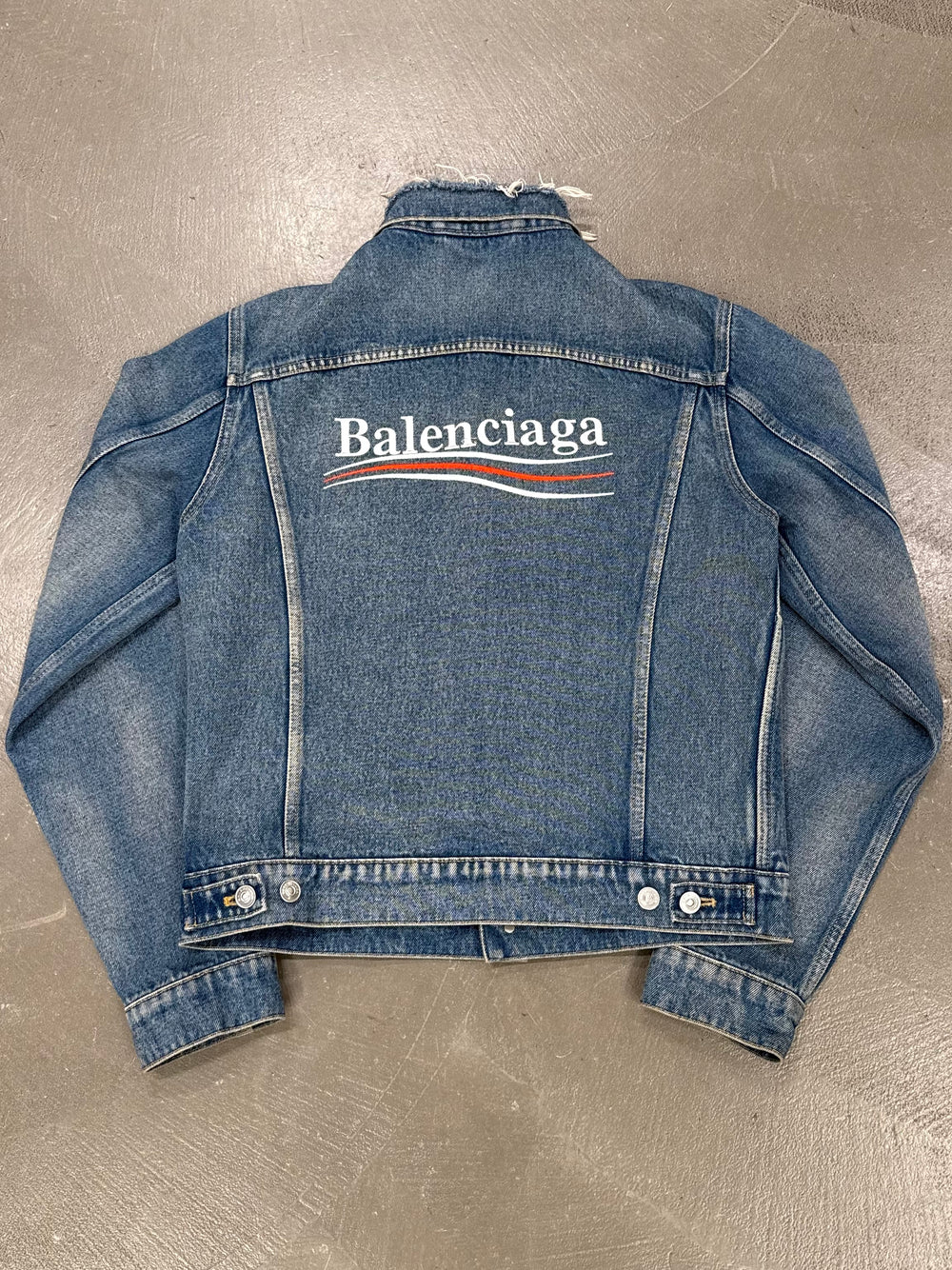 2016 Balenciaga back embroidered logo denim jacket