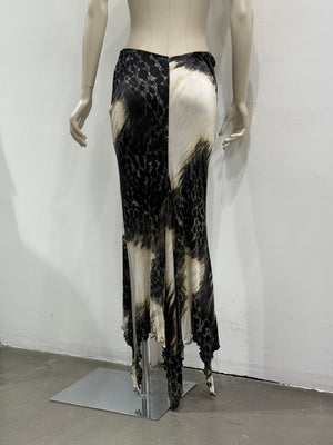 2000s Roberto Cavalli animal print draped skirt