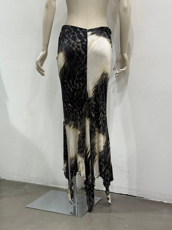 2000s Roberto Cavalli animal print draped skirt