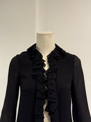 1990s Dolce & Gabbana ruffle trim silk jacket