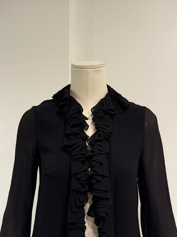 1990s Dolce & Gabbana ruffle trim silk jacket