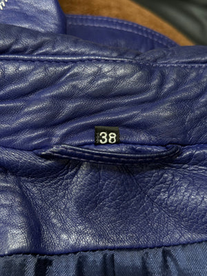 1980s Claude Montana embroidered sleeve leather jacket