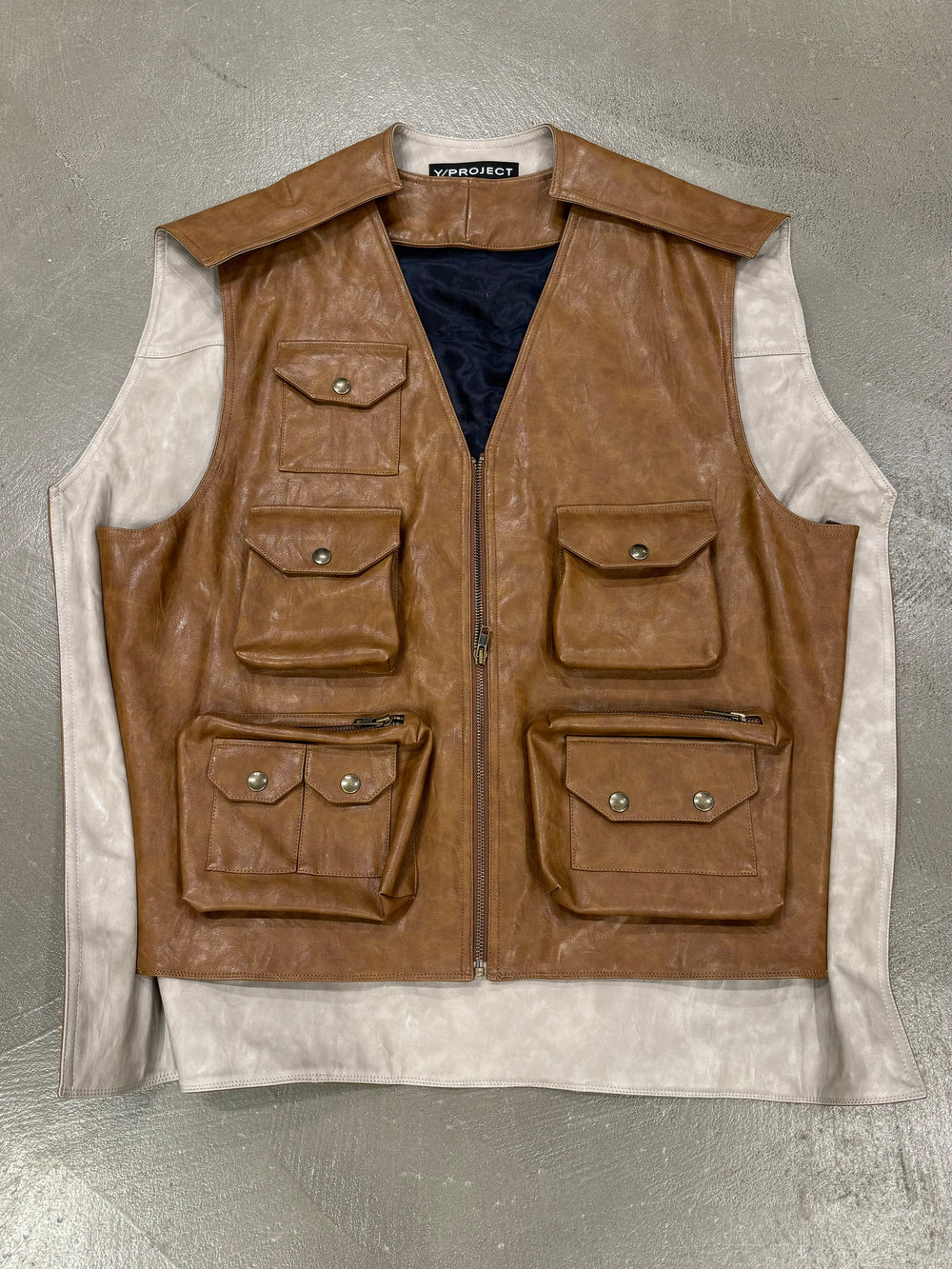 2020s Y/Project double layer leather cargo vest