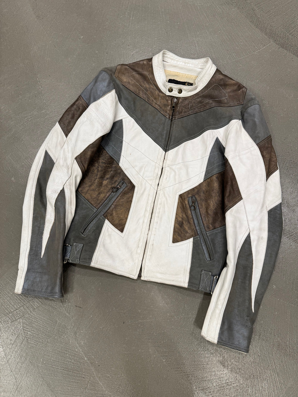 S/S2004 Roberto Cavalli paneled biker leather jacket