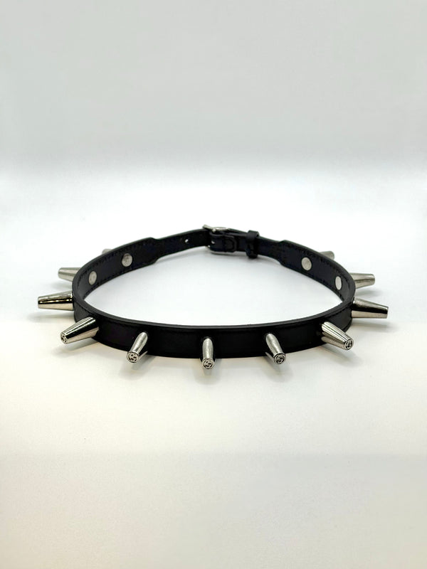 2000s Gucci spike leather chocker necklace