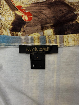 2000s Roberto Cavalli baroque interior print mesh top