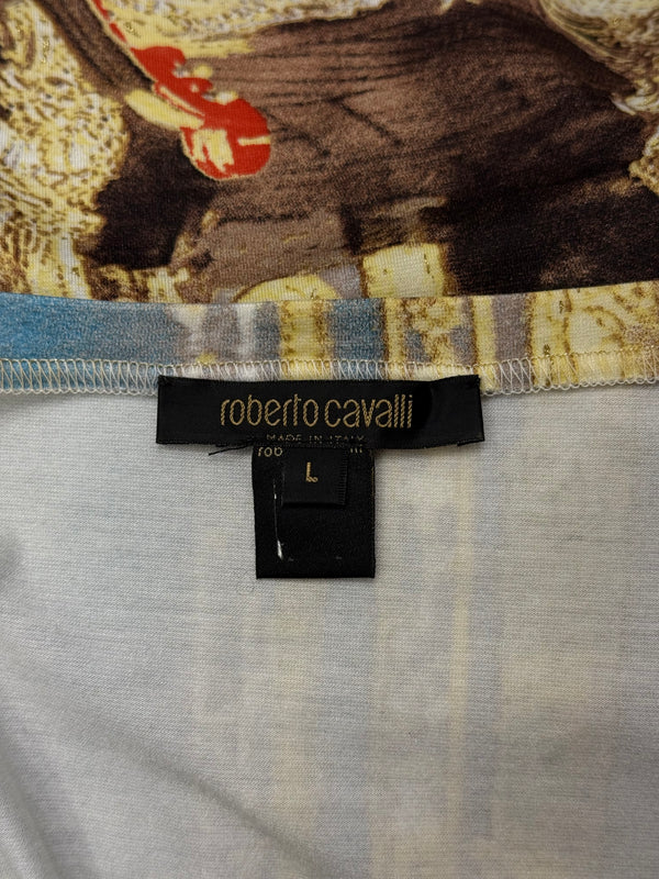 2000s Roberto Cavalli baroque interior print mesh top