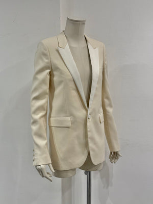 2017 Saint Laurent contrast peak-lapel tuxedo blazer