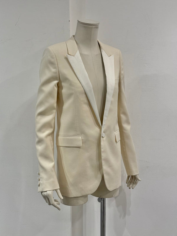 2017 Saint Laurent contrast peak-lapel tuxedo blazer