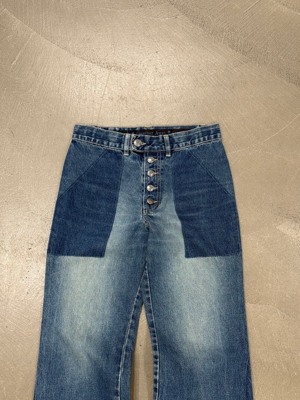 2000s Jean Paul Gaultier patchwork flared jeans