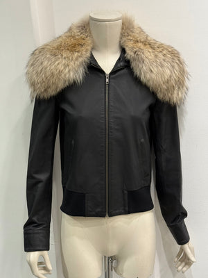 2008 Maison Margiela Coyote fur aviator leather jacket