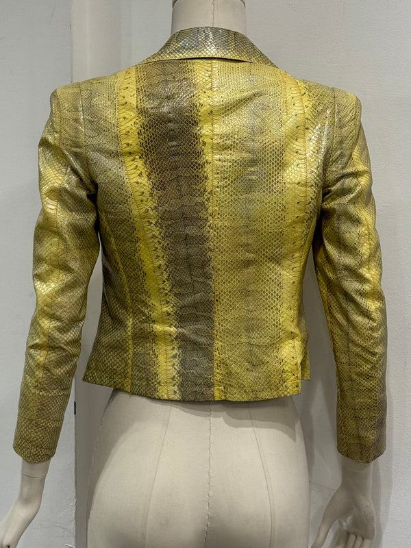 S/S2001 Roberto Cavalli iridescent rainbow snake cropped leather blazer
