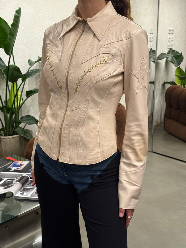 S/S2004 Roberto Cavalli runway western leather jacket