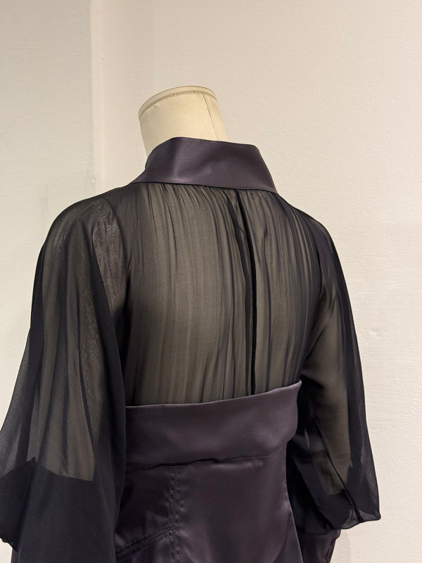 A/W2003 Gucci By Tom Ford runway corset ruched sleeves top