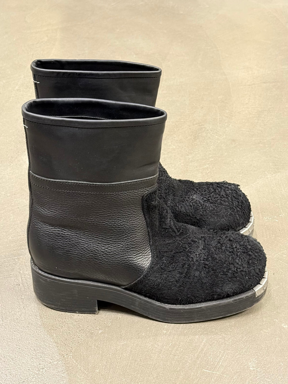 2023 Maison Margiela mixed-leather square-toe boots