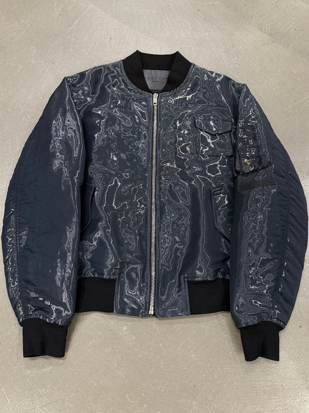 2021 Givenchy liquid metal iridescent bomber