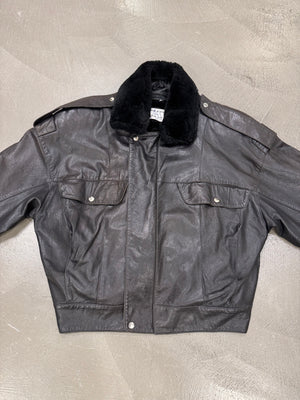 1980s Claude Montana leather bomber jacket with removable lining
