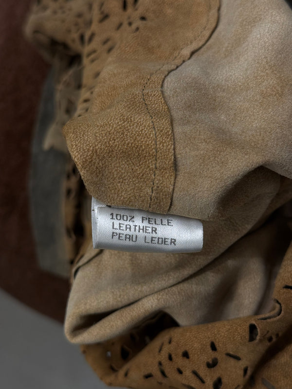 2000s Roberto Cavalli laser-cut distressed leather shirt