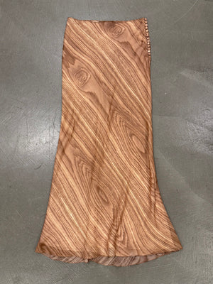 2000s John Galliano woodgrain print silk skirt