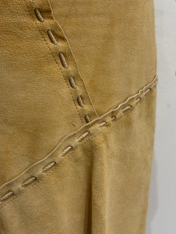 S/S2002 Dolce & Gabbana patchwork asymmetrical suede leather skirt