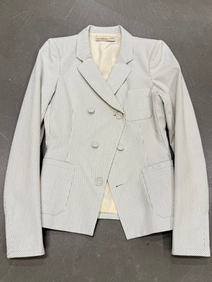 2009 Balenciaga by Nicolas Ghesquière pinstripe asymmetric double breasted blazer