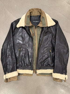 A/W2005 Dolce & Gabbana runway hybrid reconstructed military leather jacket