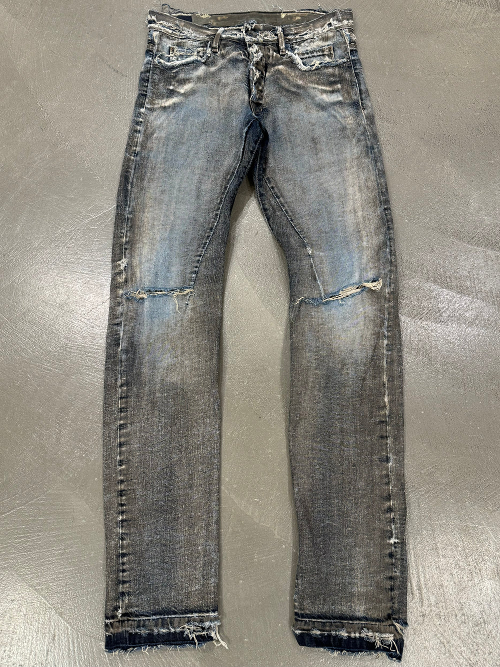 2009 Rick Owens Olmar and Mirta distressed dust denim